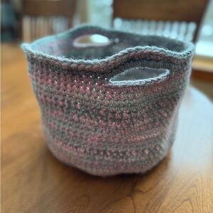 Handmade Crochet storage basket gift holidays toys books towels multi use.